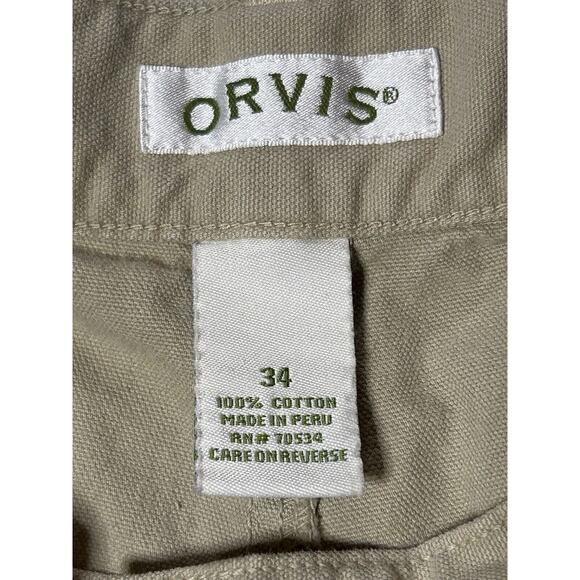 Orvis Chino Shorts Mens W34 Beige Khaki Golf Hiking Fishing Slash Pockets Tan - Picture 2 of 12
